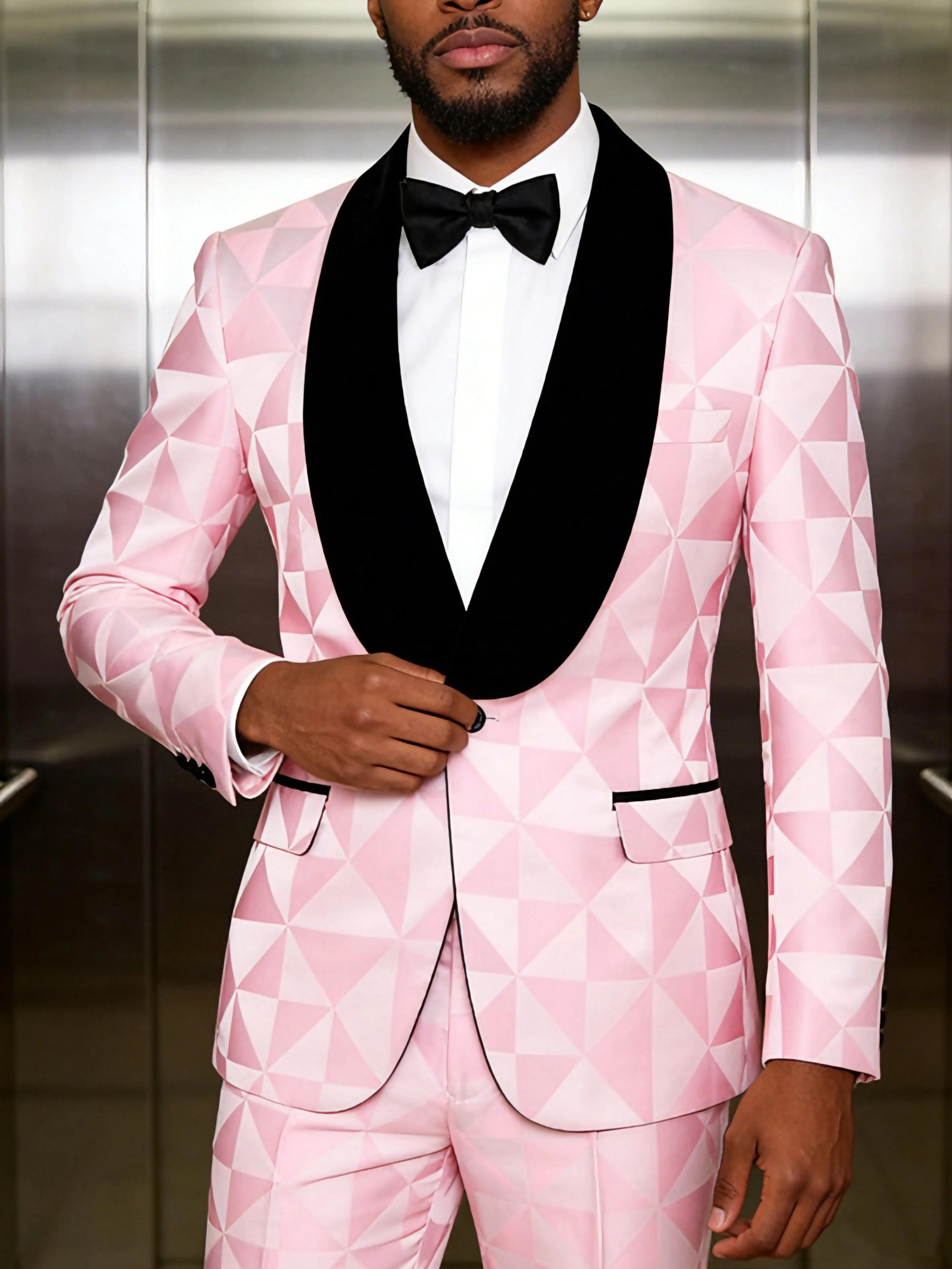 Men's plaid two-piece jacquard suit set, including a single-button printed evening jacket and pants, suitable for weddings, dinn
Men's plaid two-piece jacquard suit set, including a single-button printed evening jacket and pants, suitable for weddings, dinn