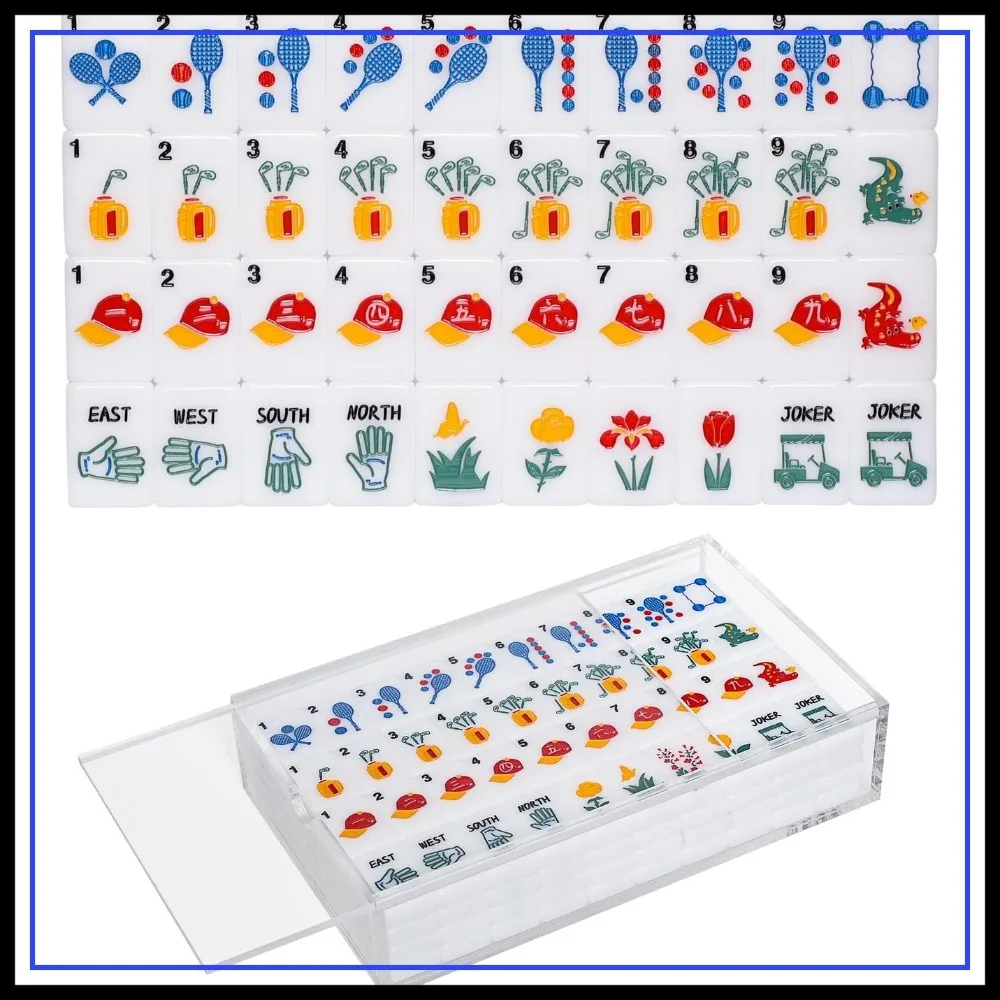 160 Acrylic Engraved Mahjong Tiles Set with Clear Acrylic Box, American Mahjong Game Accessories
160 Acrylic Engraved Mahjong Tiles Set with Clear Acrylic Box, American Mahjong Game Accessories