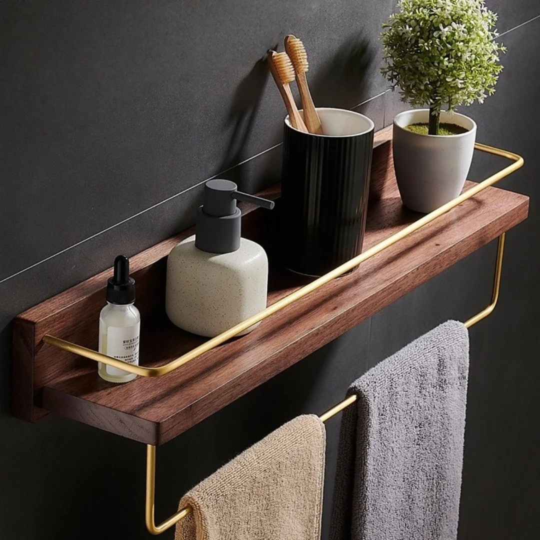 Настенная полка для ванной комнаты из орехового дерева, черная, угловая, для хранения в ванной и на кухне
Настенная полка для ванной комнаты из орехового дерева, черная, угловая, для хранения в ванной и на кухне