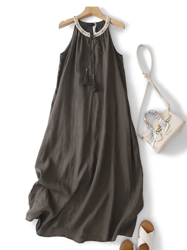 Summer Casual Large Size Women's Dress Hanging Neck Sleeveless Artistic Old Money Style Design Long A-Line Skirt
Summer Casual Large Size Women's Dress Hanging Neck Sleeveless Artistic Old Money Style Design Long A-Line Skirt