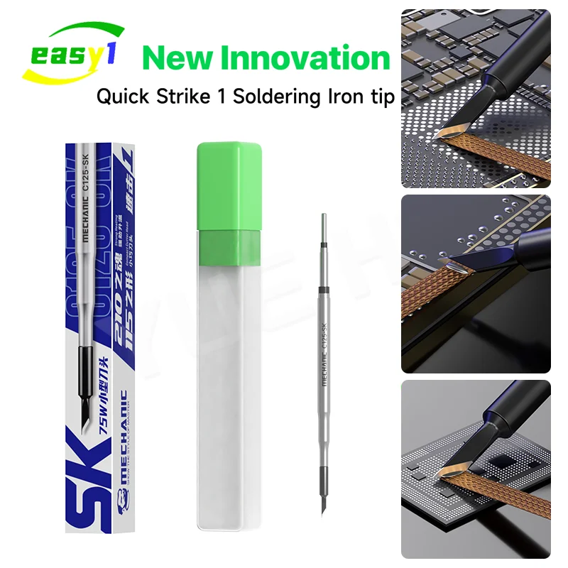 MECHANIC C125-SK 75W Soldering Tip for PCB Repair, Strong Heating & Continuous Temp Control for Mid-Layer Tin Dragging
MECHANIC C125-SK 75W Soldering Tip for PCB Repair, Strong Heating & Continuous Temp Control for Mid-Layer Tin Dragging