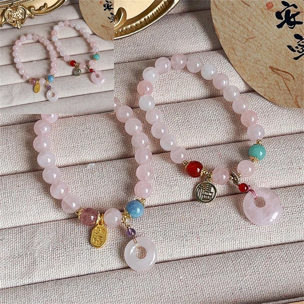 Natural Pink Crystal Bracelet Vintage Peace Buckle Pendant Simple Elegant High-grade Popular Luxury Fashion Jewelry Holiday Gift
Natural Pink Crystal Bracelet Vintage Peace Buckle Pendant Simple Elegant High-grade Popular Luxury Fashion Jewelry Holiday Gift