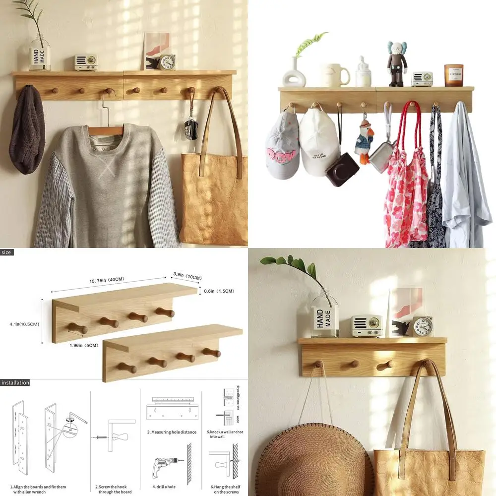 Oak-Tone Wall-Mounted Coat Rack with Hooks and Shelves for Stylish Entryway Storage
Oak-Tone Wall-Mounted Coat Rack with Hooks and Shelves for Stylish Entryway Storage