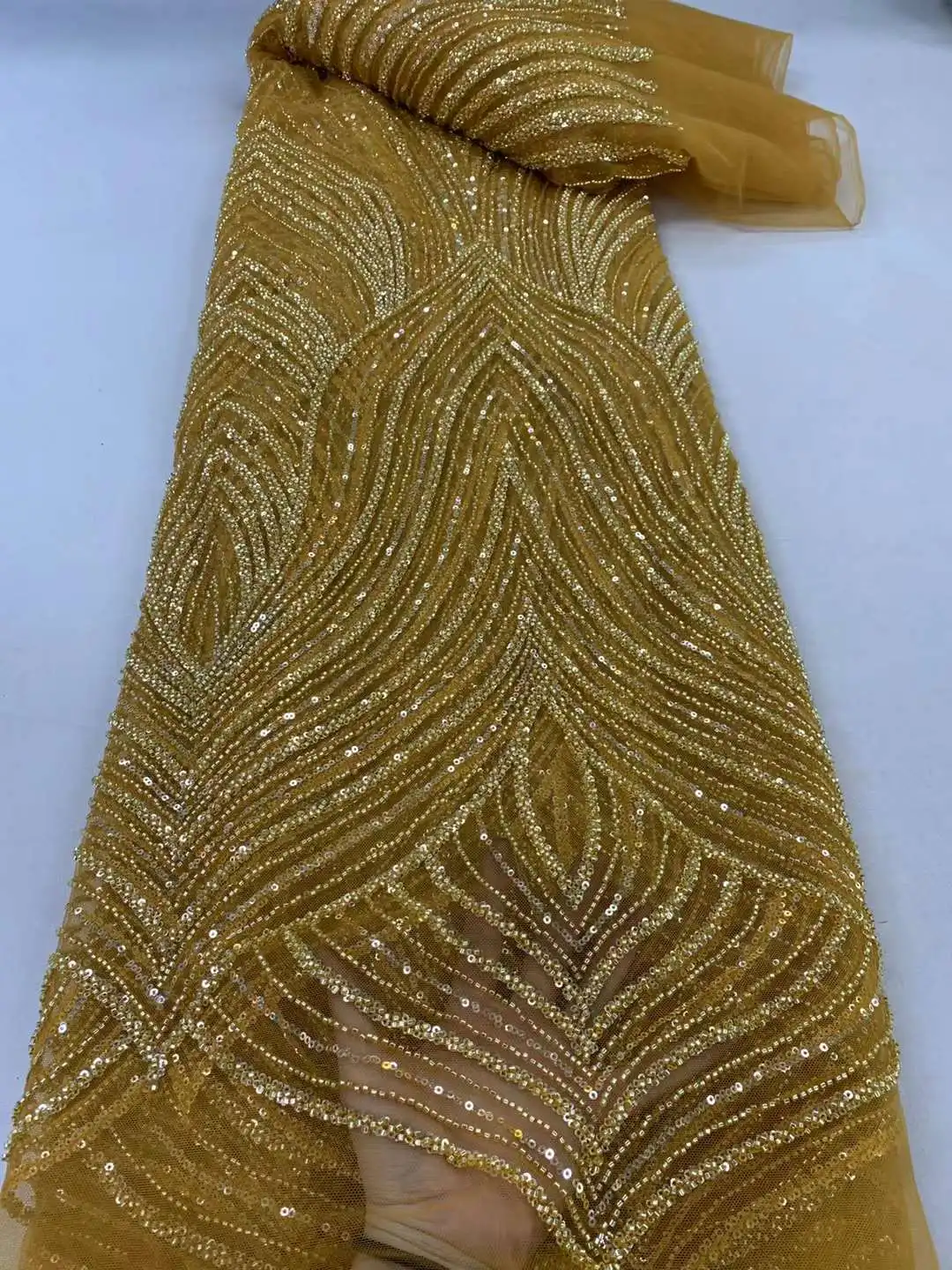Luxury African Lace Fabric 2024 High Quality French Sequins Embroidery Handmade Beads Tulle Mesh Lace Fabric For Party Dress
Luxury African Lace Fabric 2024 High Quality French Sequins Embroidery Handmade Beads Tulle Mesh Lace Fabric For Party Dress