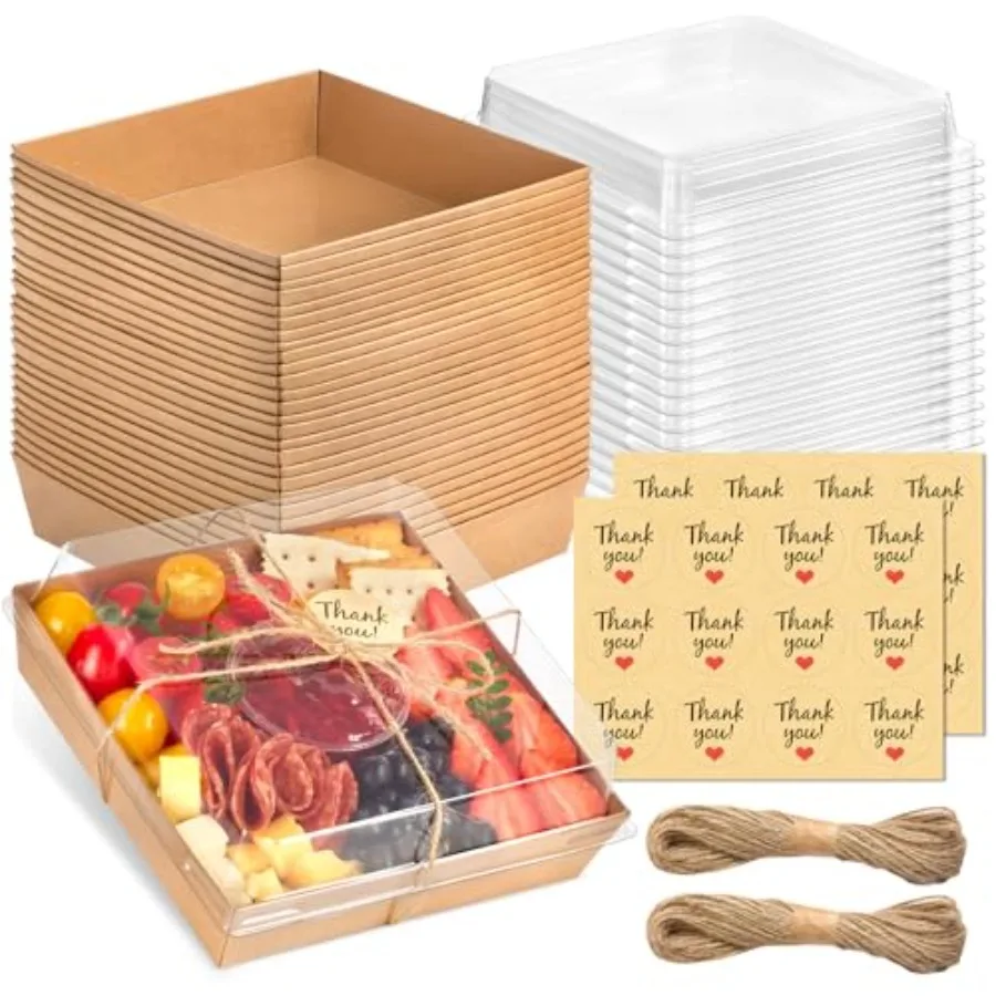 Charcuterie Boxes with Clear Lids, Brown, 20 Pack, 7x7 Inches Disposable, To Go Paper Charcuterie Boxes, Large Food Containers,
Charcuterie Boxes with Clear Lids, Brown, 20 Pack, 7x7 Inches Disposable, To Go Paper Charcuterie Boxes, Large Food Containers,