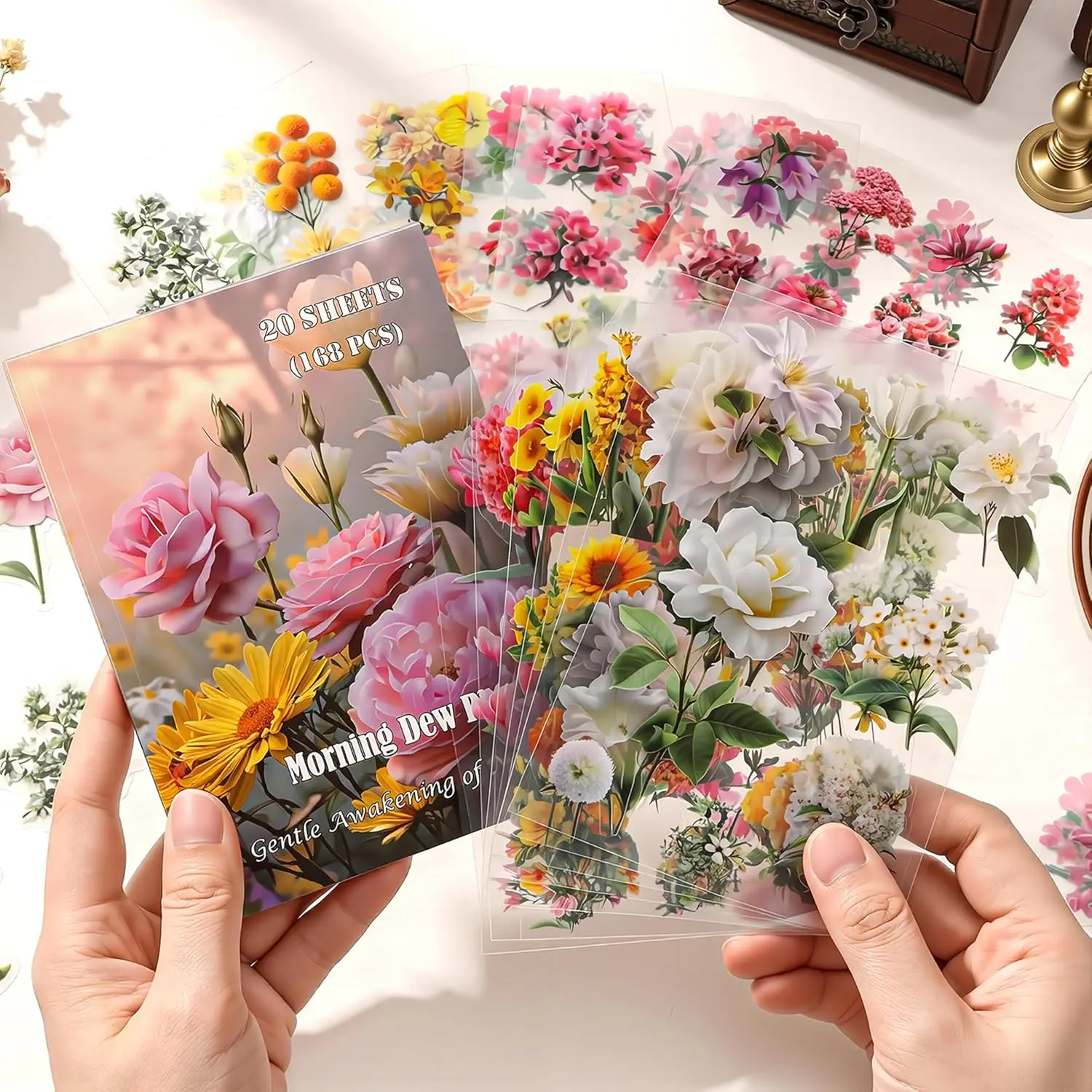 168 PCS Unique Floral Sticker Book, 20 Sheets, White Pink Yellow, for Scrapbooking Journaling
168 PCS Unique Floral Sticker Book, 20 Sheets, White Pink Yellow, for Scrapbooking Journaling