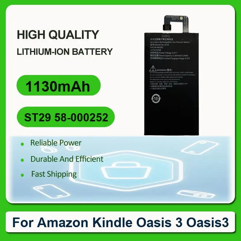 Replacement Tablet Battery For Amazon Kindle Oasis 3 Oasis3 ST29 58-000252 1130mAh
Replacement Tablet Battery For Amazon Kindle Oasis 3 Oasis3 ST29 58-000252 1130mAh