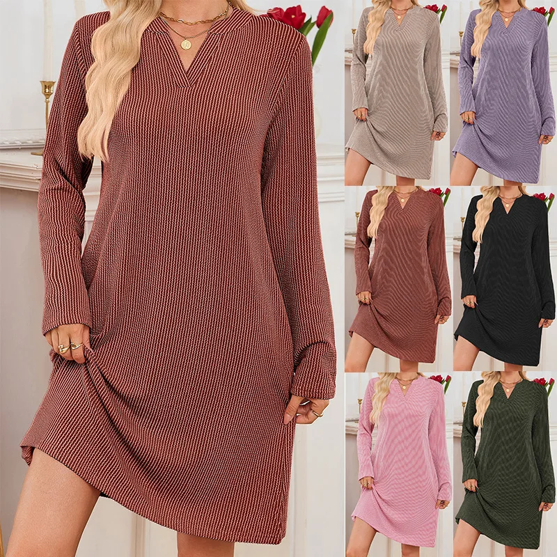 2026 Spring Summer New Arrivals Loose-fit V-neck Pocket Casual Long-sleeve Loungewear Dress
2026 Spring Summer New Arrivals Loose-fit V-neck Pocket Casual Long-sleeve Loungewear Dress