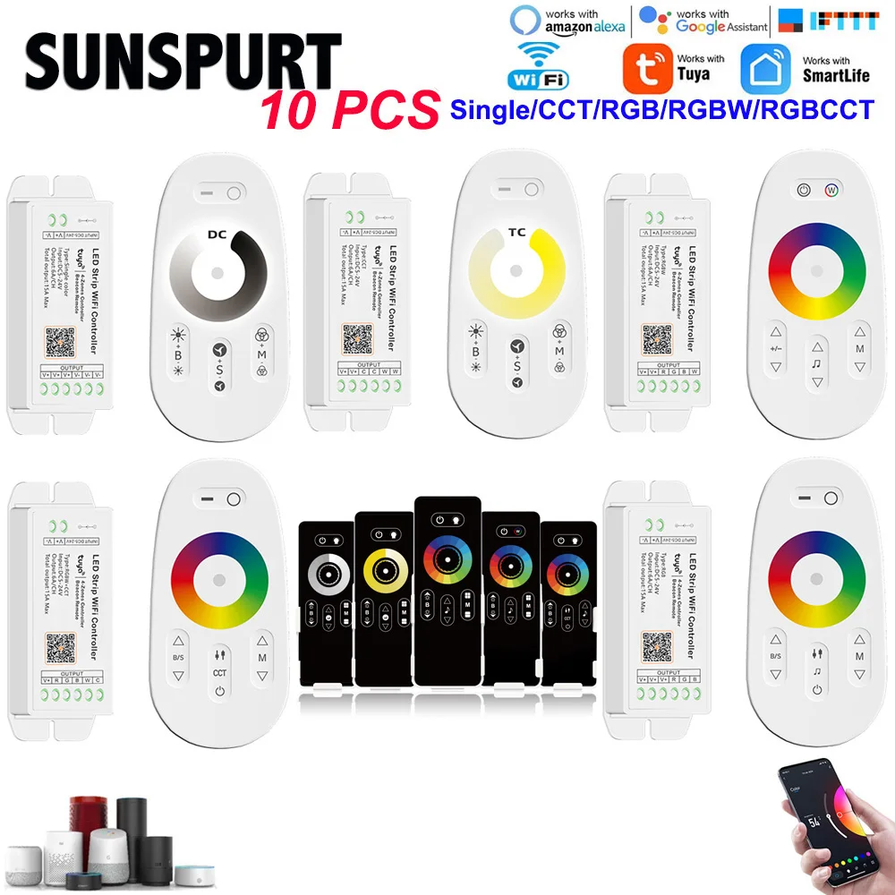 RGBW RGB CCT Controller Tuya Life Smart Attenuator Wifi 12V 24V 2.4G Wireless RF Music RGBCCT LED Strip Light Remote Controller
RGBW RGB CCT Controller Tuya Life Smart Attenuator Wifi 12V 24V 2.4G Wireless RF Music RGBCCT LED Strip Light Remote Controller