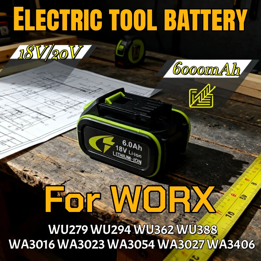 20V 6.0Ah Li-ion Battery for Worx WA3406 WA3016, Replacement for WU279 WU294
20V 6.0Ah Li-ion Battery for Worx WA3406 WA3016, Replacement for WU279 WU294