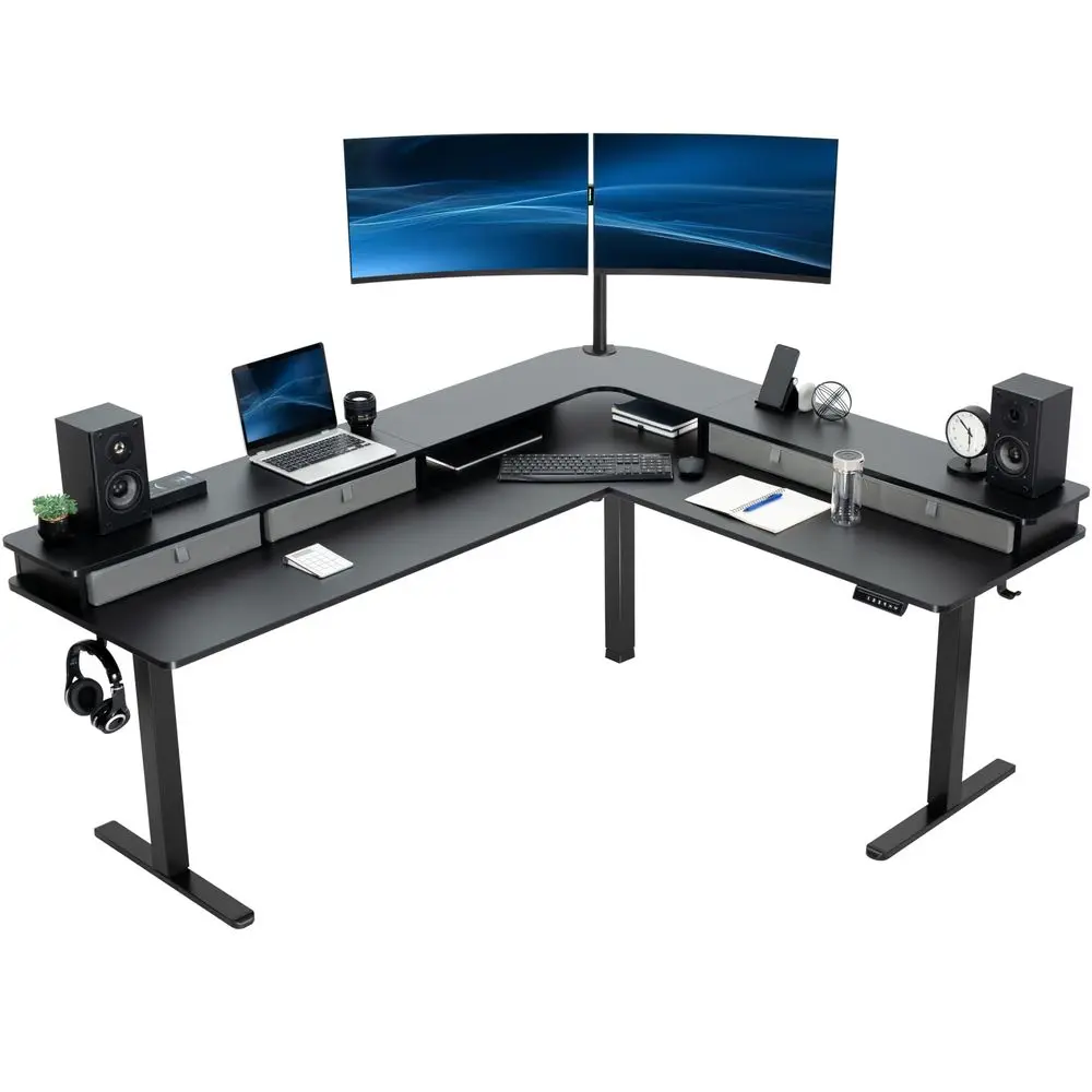 Electric Mobile Corner 75 x 63 inch 2 Tier Stand LShaped Desk, Height Adjustable, Memory Controller, Storage Drawers, Black
Electric Mobile Corner 75 x 63 inch 2 Tier Stand LShaped Desk, Height Adjustable, Memory Controller, Storage Drawers, Black