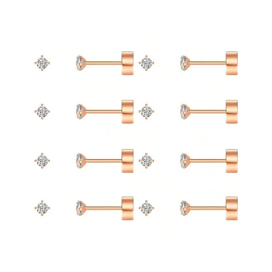 8 Pairs Tiny Flat Back Earrings, Hypoallergenic Surgical Steel Studs
8 Pairs Tiny Flat Back Earrings, Hypoallergenic Surgical Steel Studs