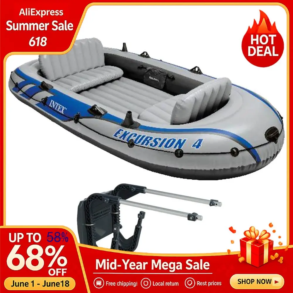 Excursion 4 Inflatable 4Person Fishing Boat Raft Set For Adults With Motor Mount Kit, For River And Lake Motor, Custom
Excursion 4 Inflatable 4Person Fishing Boat Raft Set For Adults With Motor Mount Kit, For River And Lake Motor, Custom