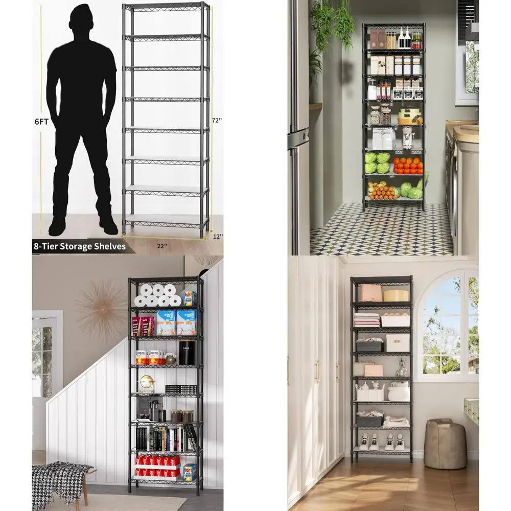 8-Tier Heavy-Duty Metal Wire Shelving Unit for Home, Kitchen, Office, Pantry, Bathroom, and Laundry Storage
8-Tier Heavy-Duty Metal Wire Shelving Unit for Home, Kitchen, Office, Pantry, Bathroom, and Laundry Storage