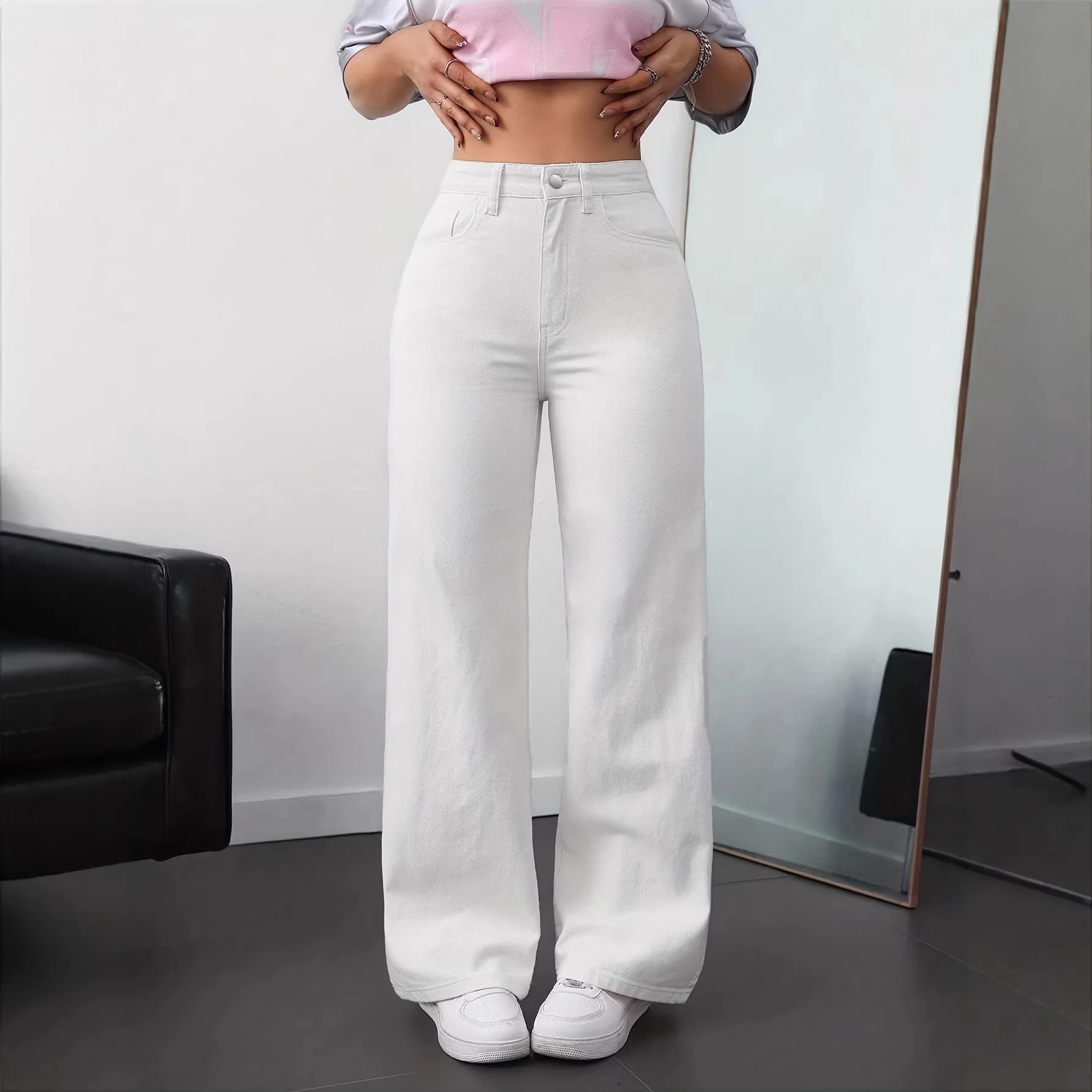 High Waist Slim Fit Women's Jeans White Wide Leg Pants Loose Straight Cut Long Trousers Cross-Border Fashion Cotton Stretch D...
High Waist Slim Fit Women's Jeans White Wide Leg Pants Loose Straight Cut Long Trousers Cross-Border Fashion Cotton Stretch D...