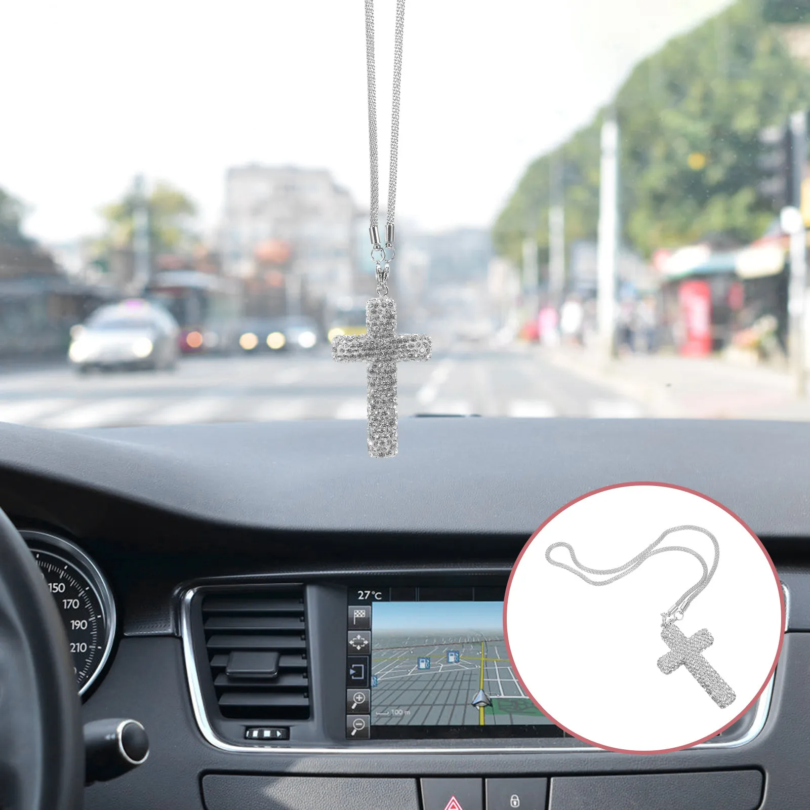 2Pcs Car Interior Pendant with Sparkling Rhinestones - Stainless Steel Cross Mirror Hanging Accessory for Men Women Adds Luxury
2Pcs Car Interior Pendant with Sparkling Rhinestones - Stainless Steel Cross Mirror Hanging Accessory for Men Women Adds Luxury