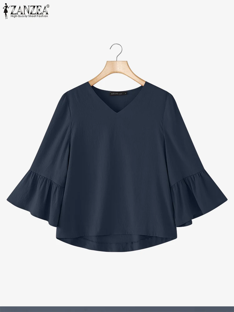 ZANZEA Autumn Tops Women V-Neck 3/4 Flare Sleeve Solid Color Blouses Fashion Shirts 2025 Casual Loose Ruffled Oversized Blusas
ZANZEA Autumn Tops Women V-Neck 3/4 Flare Sleeve Solid Color Blouses Fashion Shirts 2025 Casual Loose Ruffled Oversized Blusas