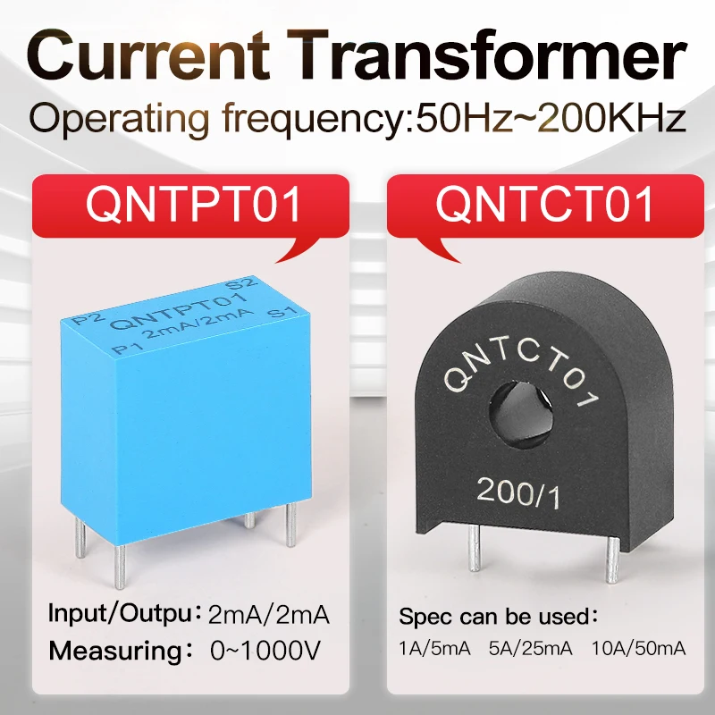 QNTCT01 high frequency current transformer CT PCB mount 200 1 1A/5mA 5A/25mA voltage transformer used for charging stations
QNTCT01 high frequency current transformer CT PCB mount 200 1 1A/5mA 5A/25mA voltage transformer used for charging stations