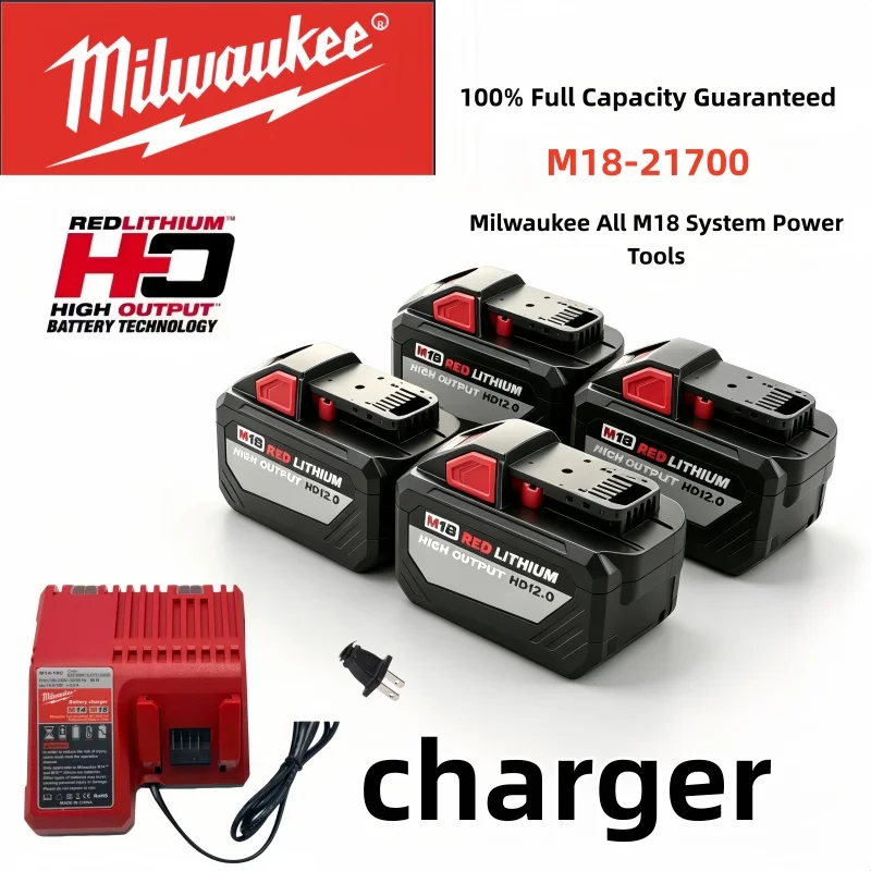 Original Milwaukee 12Ah Battery 12000mAh Rechargeable Tool Battery,Compatible with Milwaukee Tool 18V 21700 Cell M18 Battery.
Original Milwaukee 12Ah Battery 12000mAh Rechargeable Tool Battery,Compatible with Milwaukee Tool 18V 21700 Cell M18 Battery.