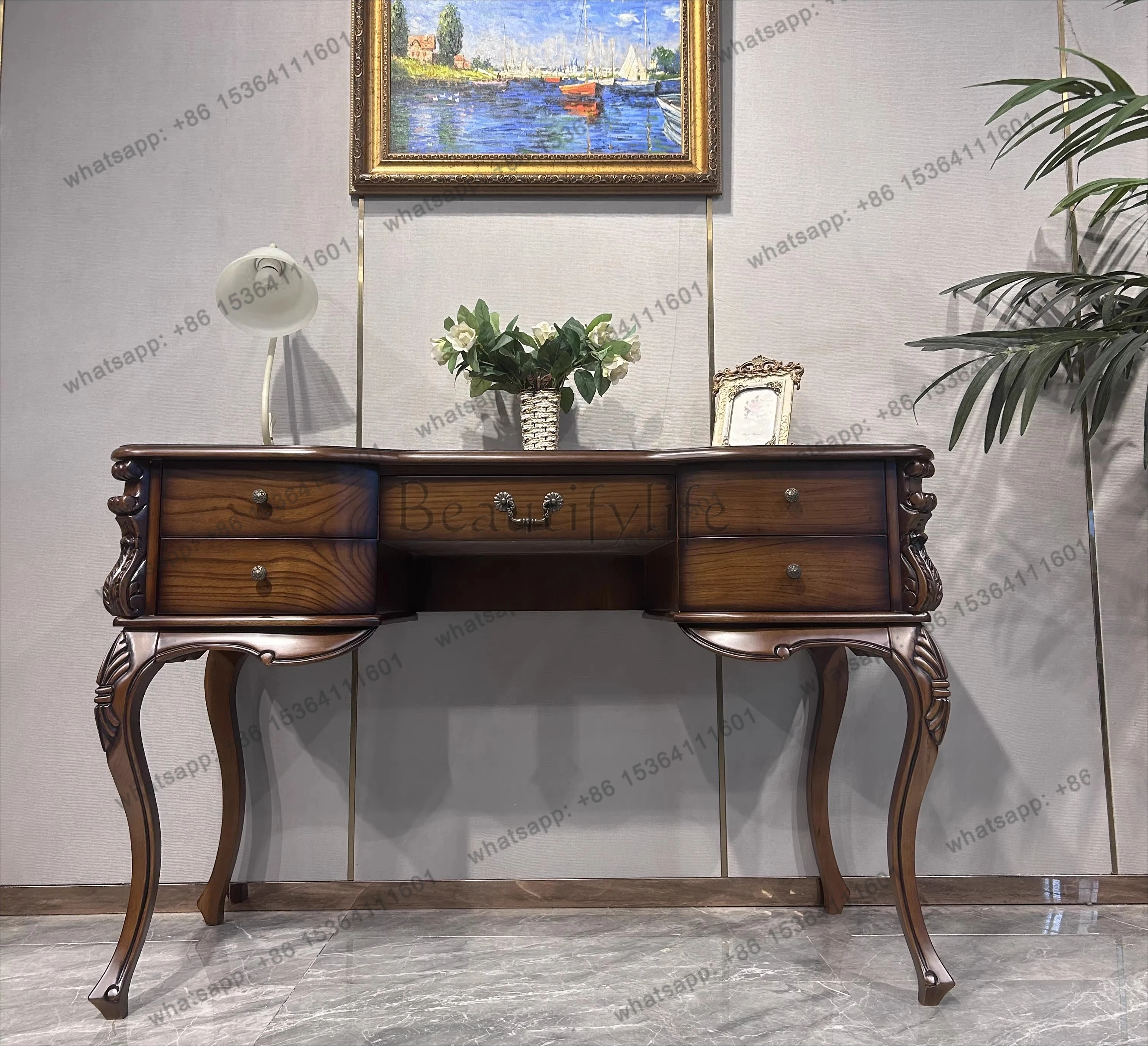 American solid wood desk bookcase integrated table office study European student single writing desk
American solid wood desk bookcase integrated table office study European student single writing desk