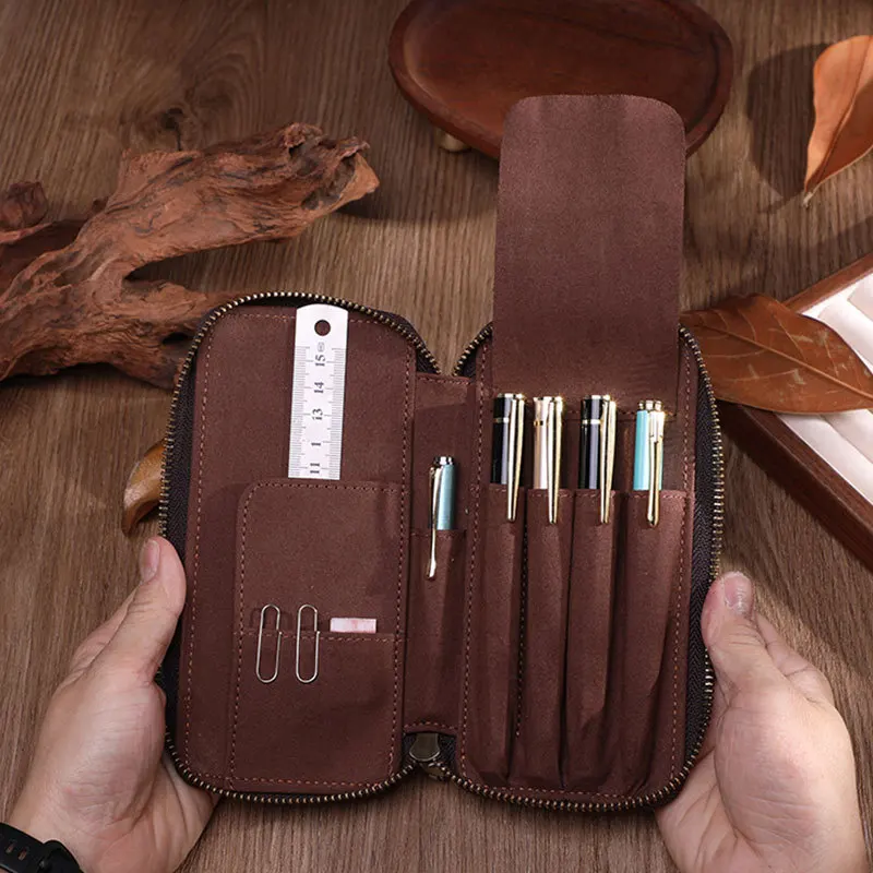 Retro Crazy Horse oil bead cowhide pen case, 5-piece set, genuine leather zipper, multi-functional office coin purse, clutch
Retro Crazy Horse oil bead cowhide pen case, 5-piece set, genuine leather zipper, multi-functional office coin purse, clutch