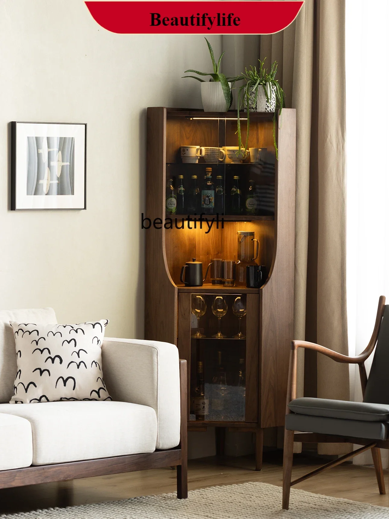 DD132 Black walnut corner storage corner cabinet all solid wood corner wine cabinet living room dining side cabinet
DD132 Black walnut corner storage corner cabinet all solid wood corner wine cabinet living room dining side cabinet