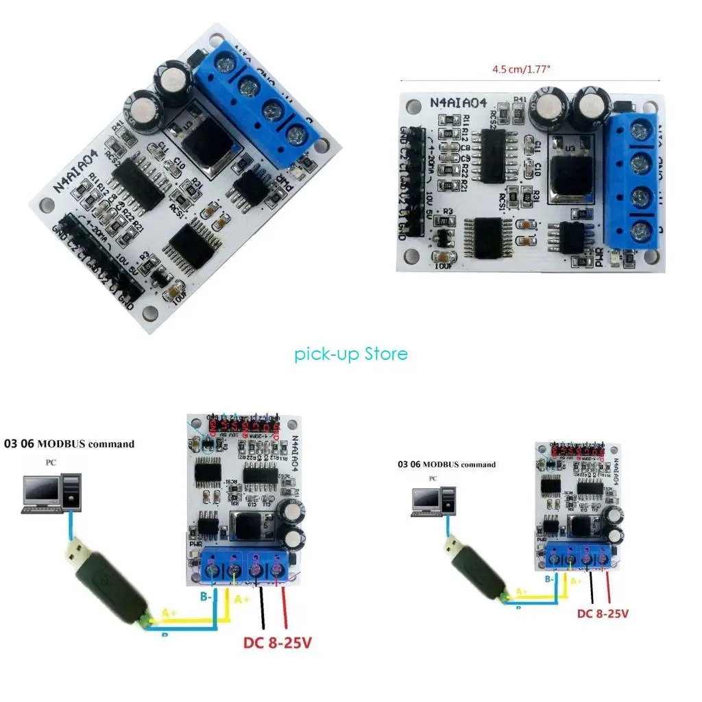 Q5WA 4-20MA RS485 Current Analog Collector ADCModbus RTU 4-Channel Current Acquisition Module