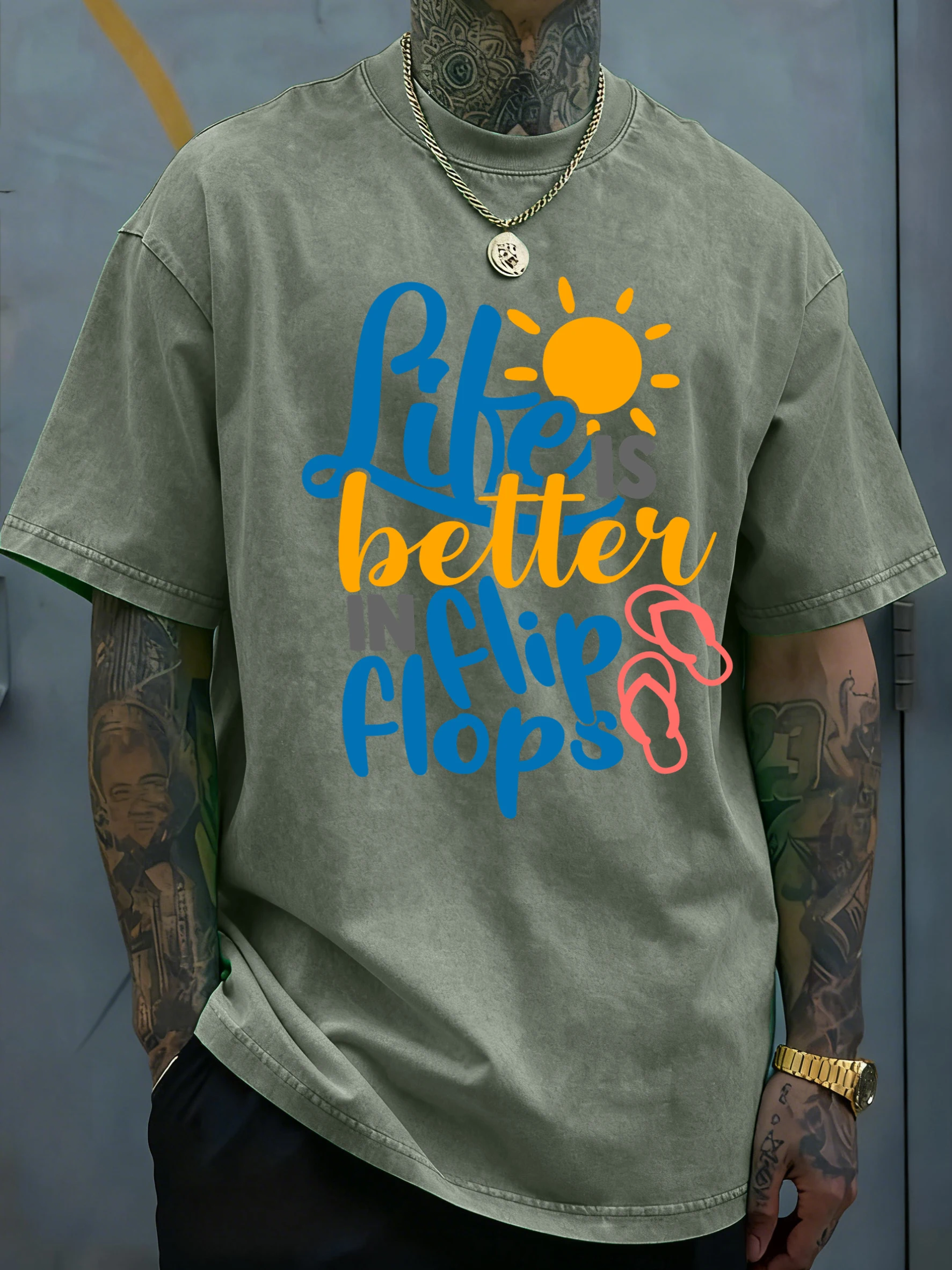 Как лучше в шлепанцах с солнечным принтом, мужская потертая футболка, повседневный свободный топ, хлопковые модные футболки, удобная одежда в стиле хип-хоп
Как лучше в шлепанцах с солнечным принтом, мужская потертая футболка, повседневный свободный топ, хлопковые модные футболки, удобная одежда в стиле хип-хоп