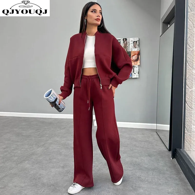 Autumn and winter new cross-border European and American solid color zipper cardigan jacket+casual straight leg pants fashionabl
Autumn and winter new cross-border European and American solid color zipper cardigan jacket+casual straight leg pants fashionabl