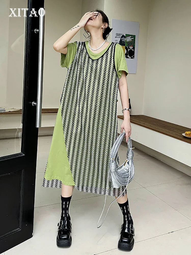 XITAO Contrasting Color Patchwork Dress Loose Casual Vintage Fashion New Short Sleeve Pullover O-neck Slimming Dress DMJ4082
XITAO Contrasting Color Patchwork Dress Loose Casual Vintage Fashion New Short Sleeve Pullover O-neck Slimming Dress DMJ4082