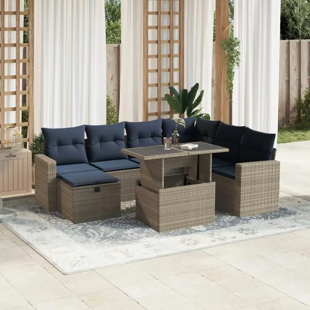 8 Piece Outdoor Patio Sofa Set with Cushions Gray Wicker Furniture Garden Seating 
8 Piece Outdoor Patio Sofa Set with Cushions Gray Wicker Furniture Garden Seating