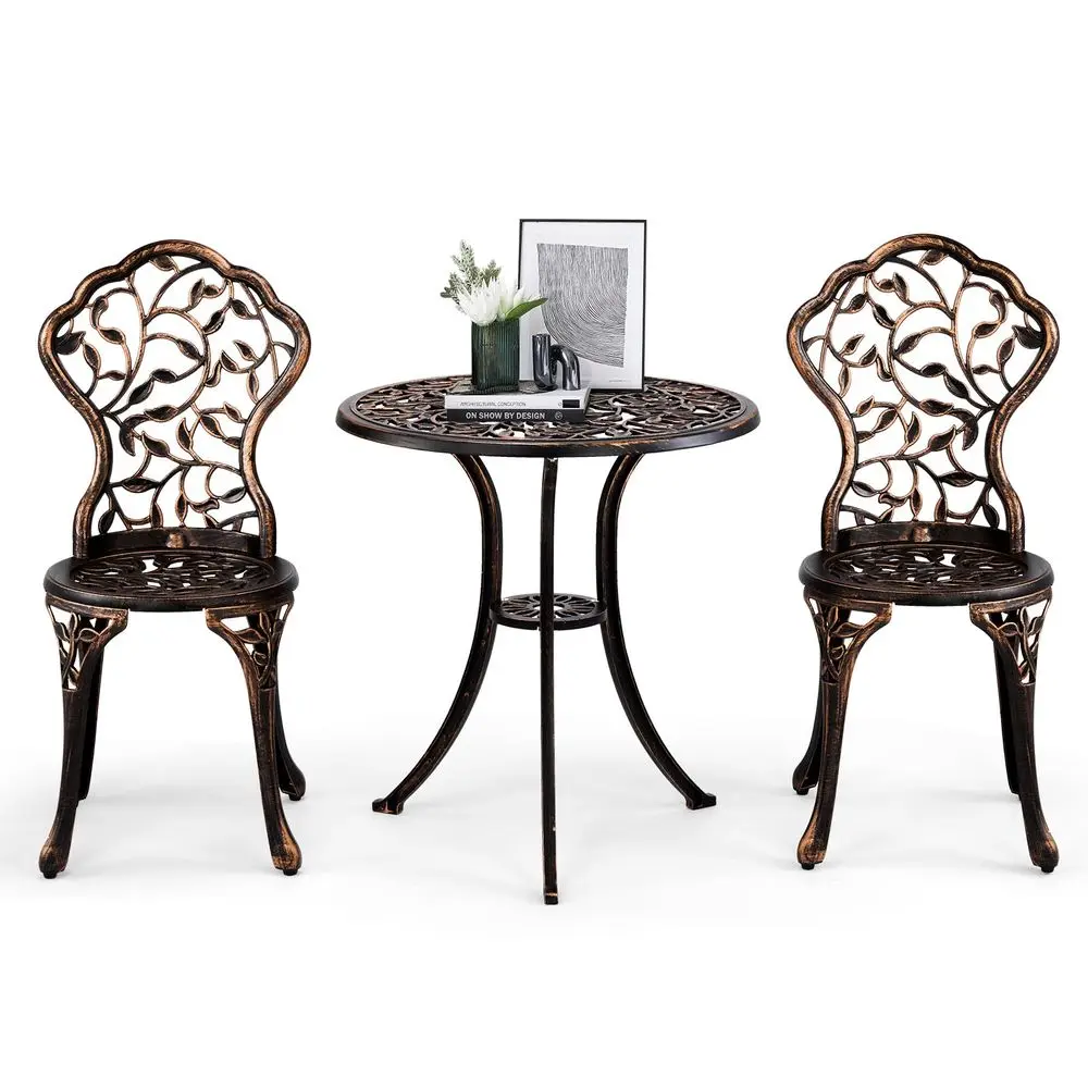 Patio Table and Chairs Set, Cast Aluminum Outdoor Cafe Table and Chairs Set of 3, Stability Patio Bistro Sets for Garden, Patio
Patio Table and Chairs Set, Cast Aluminum Outdoor Cafe Table and Chairs Set of 3, Stability Patio Bistro Sets for Garden, Patio