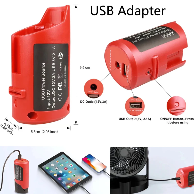 Зарядное устройство USB-источника питания для аккумулятора Milwaukee M12, портативный адаптер источника питания с USB-портом Type-C и адаптером постоянного тока 12 В
Зарядное устройство USB-источника питания для аккумулятора Milwaukee M12, портативный адаптер источника питания с USB-портом Type-C и адаптером постоянного тока 12 В