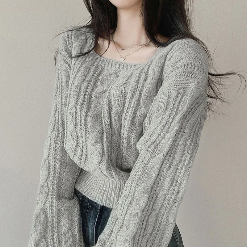Autumn/winter New Fashion Casual Solid Color Square Collar Pullover Knitted Sweater Retro Elegant High Quality Loose Women's Top
Autumn/winter New Fashion Casual Solid Color Square Collar Pullover Knitted Sweater Retro Elegant High Quality Loose Women's Top