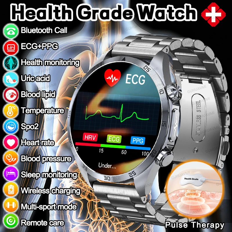 Nursing Level New Pulsed Therapeutic SmartWatch Men ECG+PPG Blood Pressure CES Sleep Uric Acid Blood Lipids HD Call Health Watch
Nursing Level New Pulsed Therapeutic SmartWatch Men ECG+PPG Blood Pressure CES Sleep Uric Acid Blood Lipids HD Call Health Watch