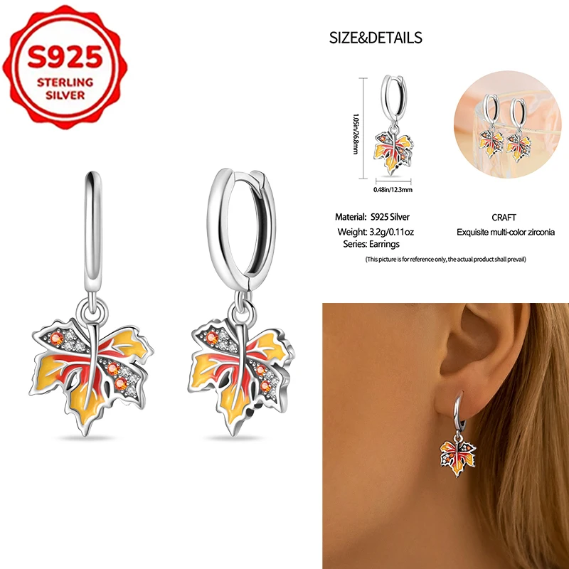 925 Sterling Silver Zircon Maple Leaf Double Hoop Earrings Studs Women Original Fine Engagement Anniversary Jewelry Gifts
925 Sterling Silver Zircon Maple Leaf Double Hoop Earrings Studs Women Original Fine Engagement Anniversary Jewelry Gifts