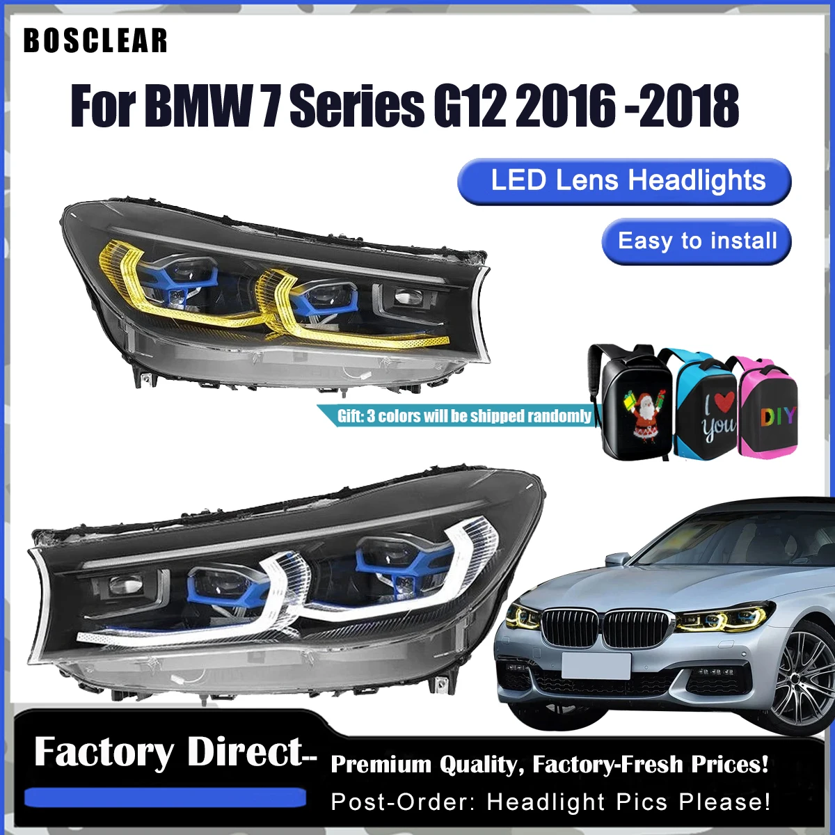 Modified Latest 2 Color DRL Switching Led Headlamps Headlights Front Lamp for BMW 7 SERIES G11 G12 Head Light 2016 2017 20182019
Modified Latest 2 Color DRL Switching Led Headlamps Headlights Front Lamp for BMW 7 SERIES G11 G12 Head Light 2016 2017 20182019