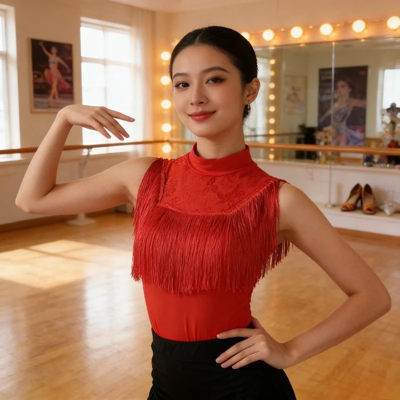 Women Bright Color Tassel Latin Dance Top Autumn Winter Ballroom Modern Training Performance Dancewear Dancewear top zym
Women Bright Color Tassel Latin Dance Top Autumn Winter Ballroom Modern Training Performance Dancewear Dancewear top zym