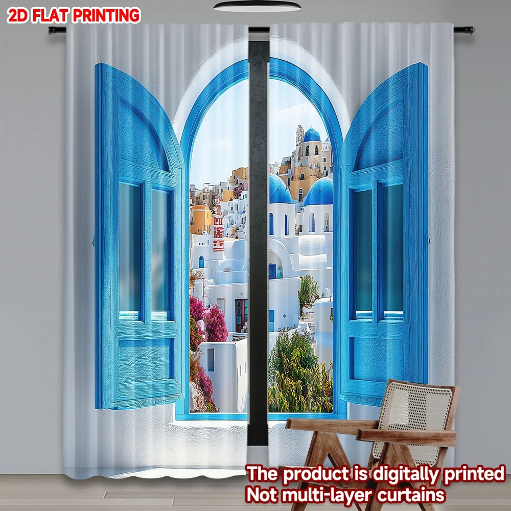 2D flat printing 2pcs Party Curtains Blue to Santorini Digital Printed Polyester Drapes Festive Holiday Use for Holiday Family
2D flat printing 2pcs Party Curtains Blue to Santorini Digital Printed Polyester Drapes Festive Holiday Use for Holiday Family