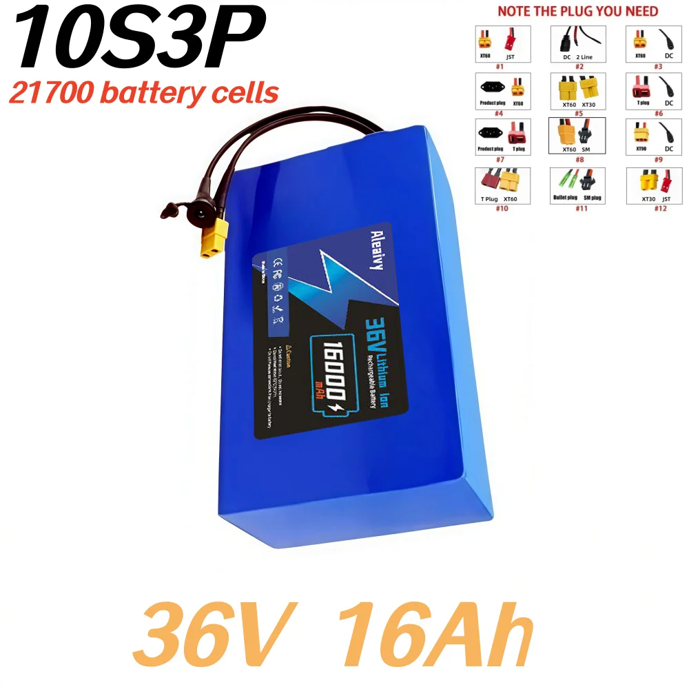 36V 16000mAh 21700 10S3P High-Power Battery with BMS Protection for 350W 500W Electric Scooter Custom Plug.
36V 16000mAh 21700 10S3P High-Power Battery with BMS Protection for 350W 500W Electric Scooter Custom Plug.