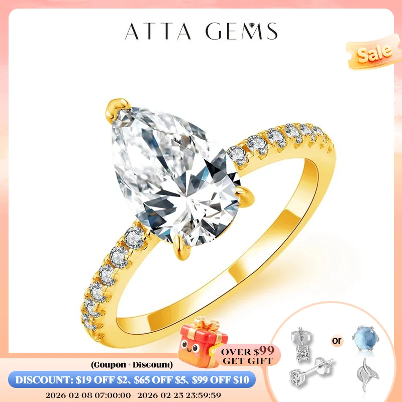 ATTAGEMS New D Color Moissanite Rings Pear Cut 3.0ct S925 Sterling Silver Classic Wedding Engagement Ring for Women Fine Jewelry
ATTAGEMS New D Color Moissanite Rings Pear Cut 3.0ct S925 Sterling Silver Classic Wedding Engagement Ring for Women Fine Jewelry