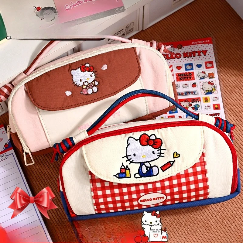 Cat pencil case retro red and white grid large capacity portable stationery bag student gift
Cat pencil case retro red and white grid large capacity portable stationery bag student gift