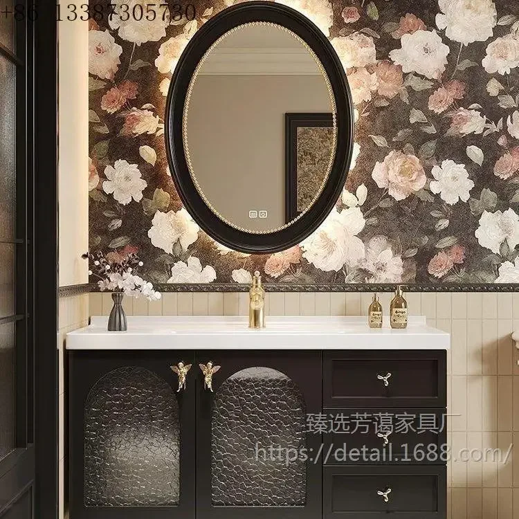 American French rubber wood smart bathroom cabinet ceramic integrated basin toilet bathroom cabinet
American French rubber wood smart bathroom cabinet ceramic integrated basin toilet bathroom cabinet