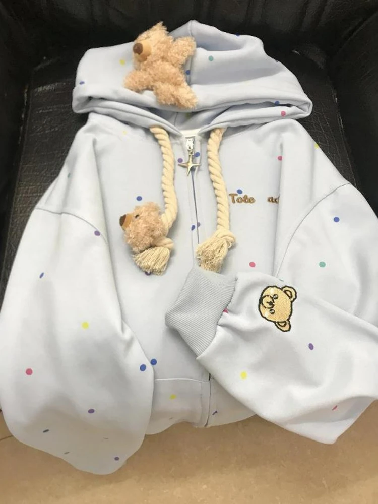 Cute Bear Embroidery Hoodie Women's Design Slimming Soft Cute Top Jacket Trendy Long Sleeve Zipper Closure Korean Style
Cute Bear Embroidery Hoodie Women's Design Slimming Soft Cute Top Jacket Trendy Long Sleeve Zipper Closure Korean Style