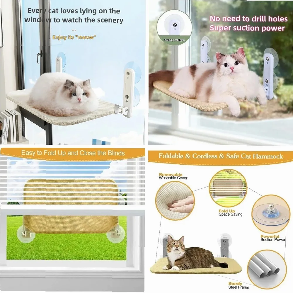 Cordless Cat Hammock for Sunbathing Hanging Cat Bed Summer Suction Cup Glass Mounted Foldable Breathable Cat Bed Frame Supplies
Cordless Cat Hammock for Sunbathing Hanging Cat Bed Summer Suction Cup Glass Mounted Foldable Breathable Cat Bed Frame Supplies