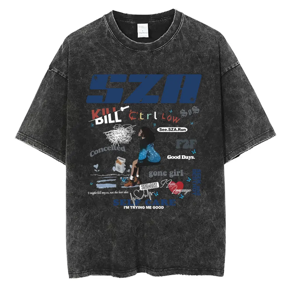 Washed Vintage Rapper SZA Album 2025 T-shirt Summer Men Women Casual Cotton Retro Streetwear Unisex Fashion Pop Music T-shirts
Washed Vintage Rapper SZA Album 2025 T-shirt Summer Men Women Casual Cotton Retro Streetwear Unisex Fashion Pop Music T-shirts