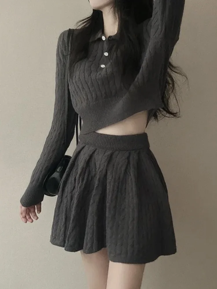 High Waist Knitted Sweater And Skirt Set Women's Fashion Autumn Winter College Style Small Size Spicy Girl Twisted Knitwear
High Waist Knitted Sweater And Skirt Set Women's Fashion Autumn Winter College Style Small Size Spicy Girl Twisted Knitwear