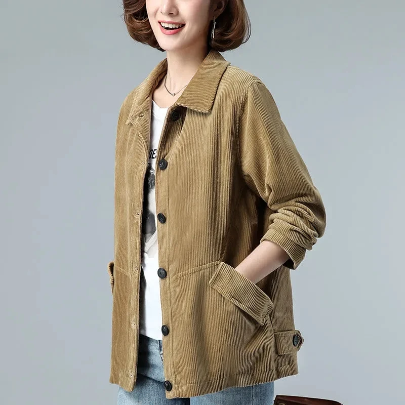 2025 Spring Autumn New Corduroy Jacket Women's Fashion Casual Solid Color Loose Short Top Female Lapel Single Breasted Outwear
2025 Spring Autumn New Corduroy Jacket Women's Fashion Casual Solid Color Loose Short Top Female Lapel Single Breasted Outwear