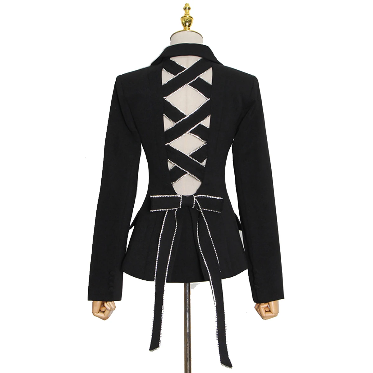 Lace-Up Women Blazer Jacket Hollow Out Back Damiond Bow Tie Woman's Coat Pink Milk Long Sleeve V Neck Female Coats
Lace-Up Women Blazer Jacket Hollow Out Back Damiond Bow Tie Woman's Coat Pink Milk Long Sleeve V Neck Female Coats