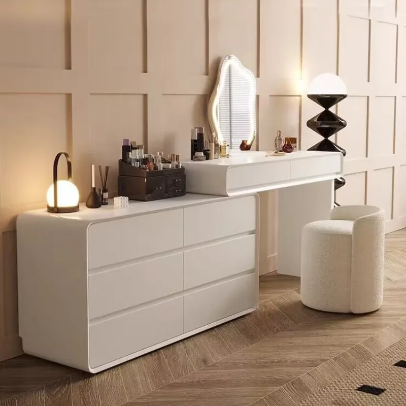 Solid wood dresser light luxury bedroom simple modern cream style makeup bedside 
Solid wood dresser light luxury bedroom simple modern cream style makeup bedside